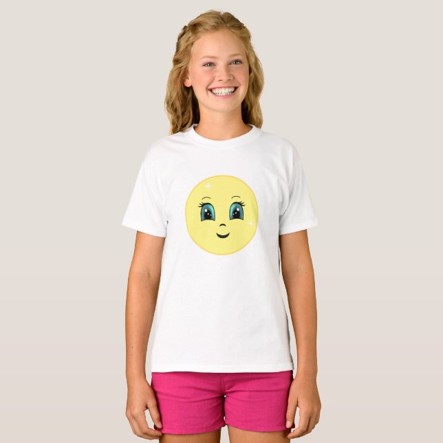 Modern Cute Happy Sun Face T-Shirt (Front Full)