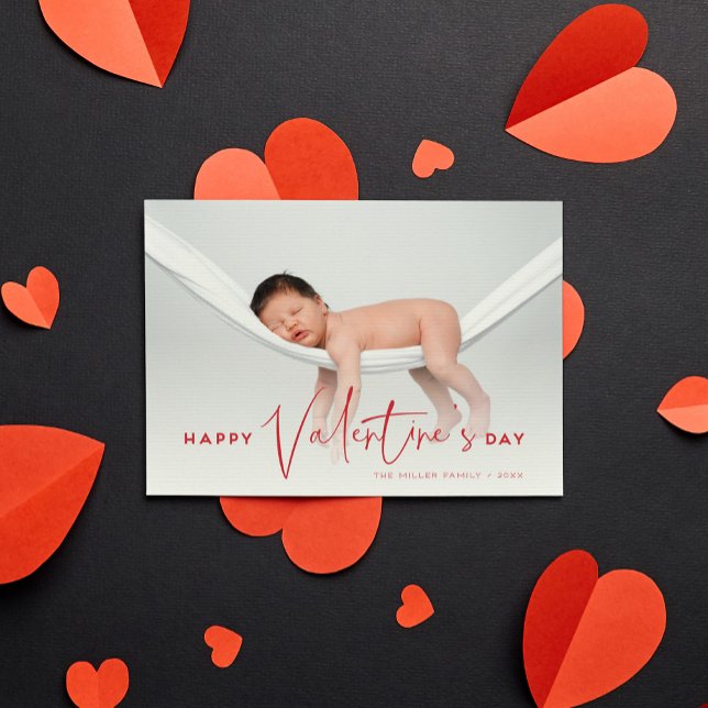 Modern Cute Happy Valentine's Day Photo Card (Creator Uploaded)