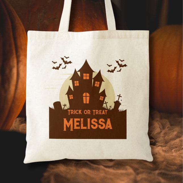 Modern Cute Haunted House Spooky Halloween Tote Bag (Creator Uploaded)