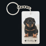 Modern Cute Hearts Personalized Two Photo | Black Key Ring<br><div class="desc">This fun photo keychain has 2 photo templates (one on the front and one on the back), as well as two text templates for personalization! Use the same photo on the front and back or mix it up a bit with 2 different photos... or maybe you'd like to showcase 2...</div>