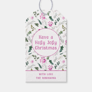 Modern Cute Holly Christmas Gift Tags