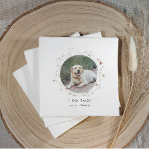 Modern Cute I Do Too Pet Photo Wedding Napkin