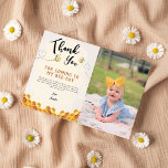 Modern Cute It’s so sweet to bee 1st bee-day photo Thank You Card<br><div class="desc">Modern cute it’s so sweet to bee first birthday photo THANK YOU</div>