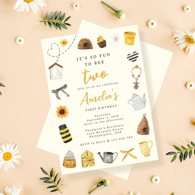 Modern Cute its so fun to bee two 2nd birthday Invitation (Creator Uploaded)