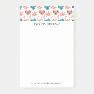 Modern Cute Koala and Floral Blossoms Post-it Notes