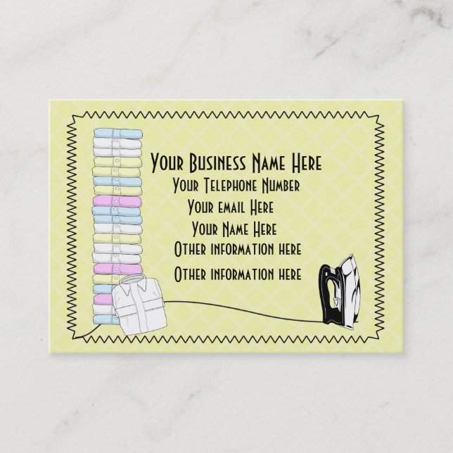Modern Cute Laundry Ironing Services  Business Car Card (Front)