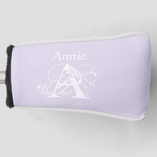 Modern Cute Lavender Golfer Lover Monogram Golf Head Cover
