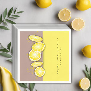 Modern Cute Lemon Slice Sprinkle Baby Shower Napkin