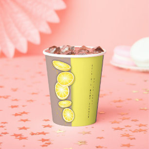 Modern Cute Lemon Slice Sprinkle Baby Shower Paper Cups