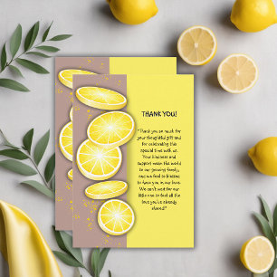 Modern Cute Lemon Slice Sprinkle Baby Shower Thank You Card