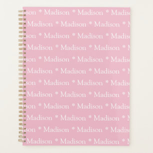 Modern cute light pink custom name pattern planner