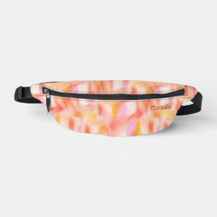 Modern Cute Light Pink Yellow Tie Dye Name Custom Bum Bags