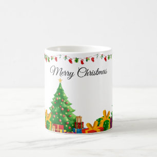 Modern cute merry christmas script santa coffee mug