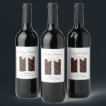 Modern Cute Merry Christmas  Wine Label<br><div class="desc">Your gift tags will stand out this season with these cute,  fun buffalo plaid gift box and Merry Christmas in a sweet minimal calligraphy script.  Easily customise with your personalise information for the best Holiday ever!</div>