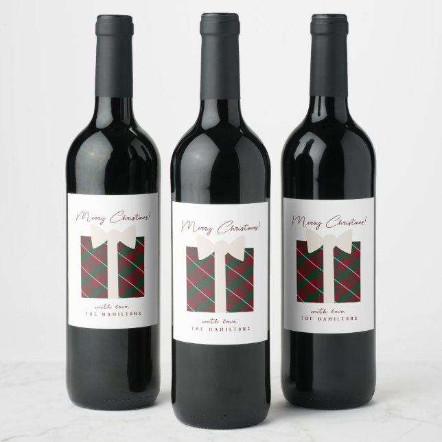Modern Cute Merry Christmas  Wine Label (Bottles)