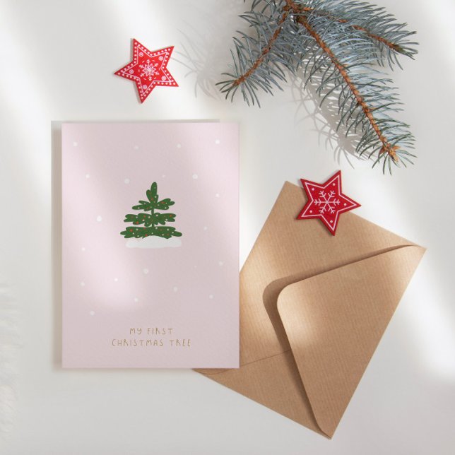 Modern Cute Minimalist Christmas Tree  Holiday Card (Creator Uploaded)