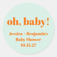 Modern Cute Mint Orange Baby Shower Custom Name