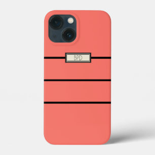 Modern Cute Monogram Monogrammed Cool Coral iPhone 13 Mini Case