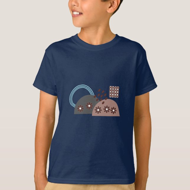 Modern Cute Monogram Summer Boys Boho T-Shirt (Front)