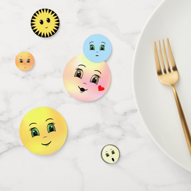 Modern Cute Multicolored Happy Faces Confetti (Group)