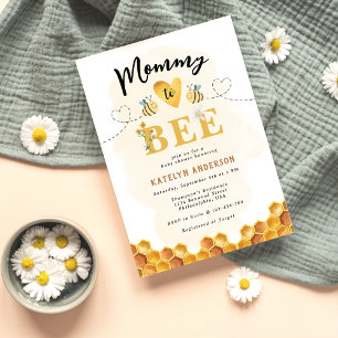 Modern Cute Mummy toBee Gender Neutral Baby Shower Invitation