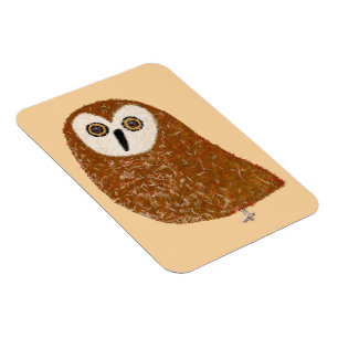 Modern cute northern saw-whet owl magnet