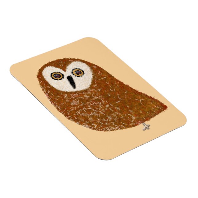 Modern cute northern saw-whet owl magnet (Right Side)