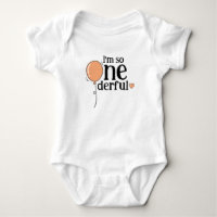 Modern Cute Orange Ballon Onederful Birthday