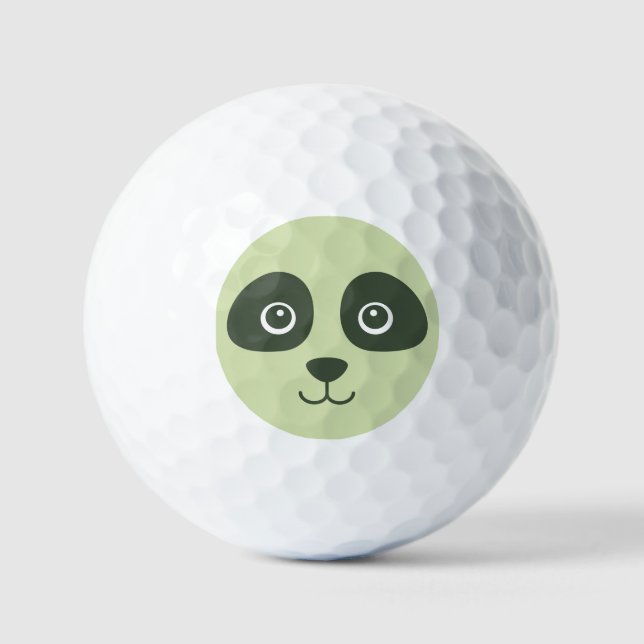 Modern Cute Panda Face Light Green Golf Balls (Front)