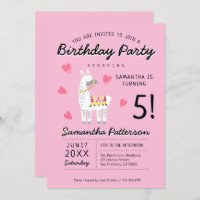 Modern Cute Party Llama Birthday