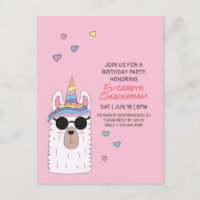Modern Cute Party Llamacorn Birthday