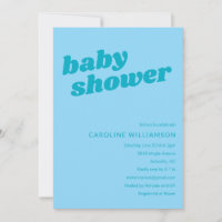 Modern Cute Pastel Teal Blue Retro Baby Shower