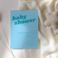 Modern Cute Pastel Teal Blue Retro Baby Shower 