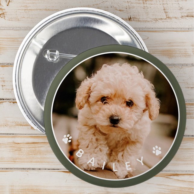 Modern Cute Paws Family Pet Photo 6 Cm Round Badge (Creator Uploaded)