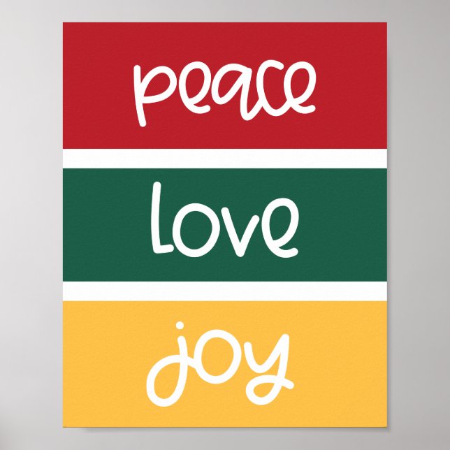 Modern Cute Peace Love Joy Christmas greetings Poster (Front)