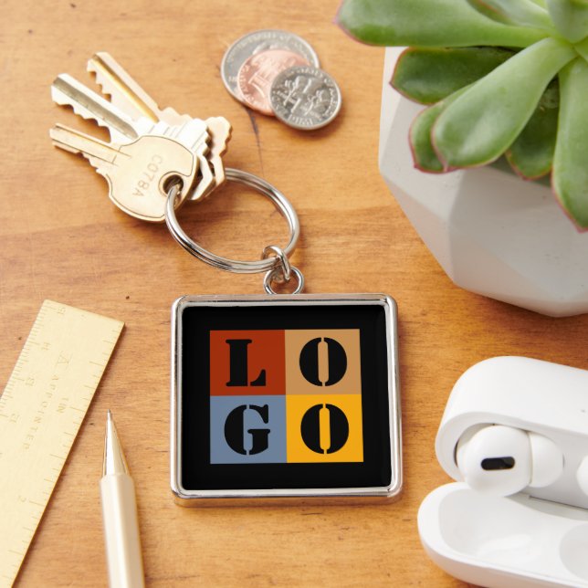 Modern Cute Personalised Gifts Black Simple Key Ring (Desk)