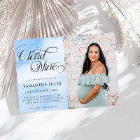 Modern Cute Photo Blue Cloud Nine Baby Shower