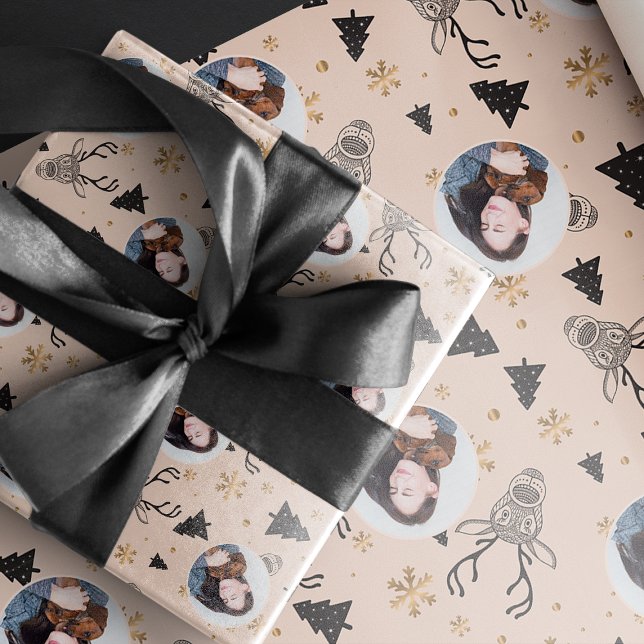 Modern Cute Photo Christmas  Wrapping Paper (Creator Uploaded)
