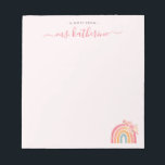 Modern Cute pink boho rainbow with florals  Notepad<br><div class="desc">Cute pink boho rainbow with florals notepad perfect as a gift for teachers.</div>
