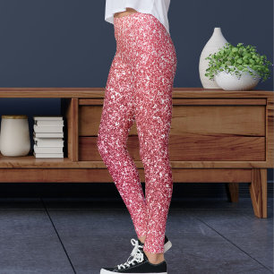 Modern Cute Pink Glitter Sparkles Pattern Sport Leggings