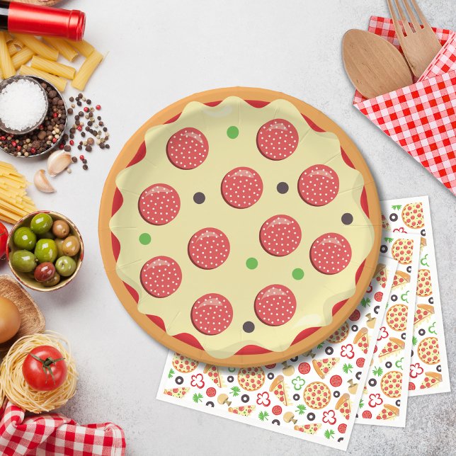 Modern Cute Pizza Pie Birthday Pizza Party  Paper Plate (Creator Uploaded)