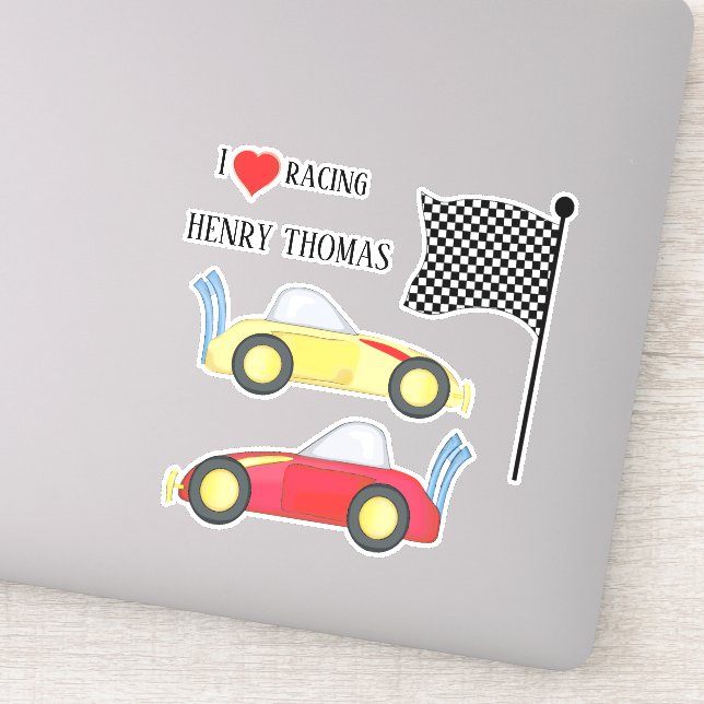 Modern Cute Race Cars Speedway Minimalist (Detail)