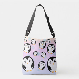 Modern cute Rainbow penguin gradient pattern Crossbody Bag