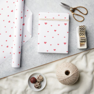 Modern Cute Red Hearts Pattern Wrapping Paper