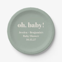 Modern Cute Sage Green Baby Shower Custom Name