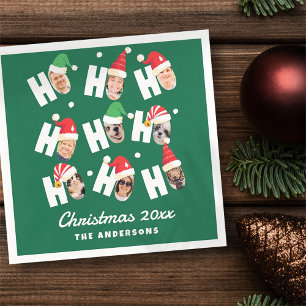 Modern Cute Santa Hats Nine Family Photos Napkin