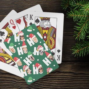 Modern Cute Santa Hats Nine Family Photos Playing Cards