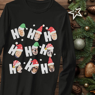 Modern Cute Santa Hats Nine Family Photos T-Shirt