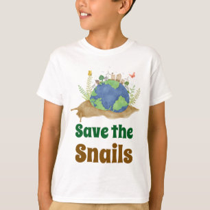 Modern Cute Save the Snails Earth Day  T-Shirt