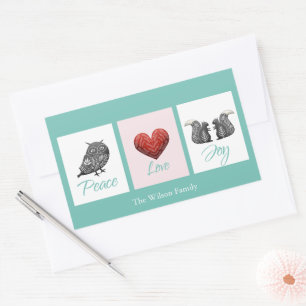 Modern cute scandinavian peace love joy Christmas Rectangular Sticker